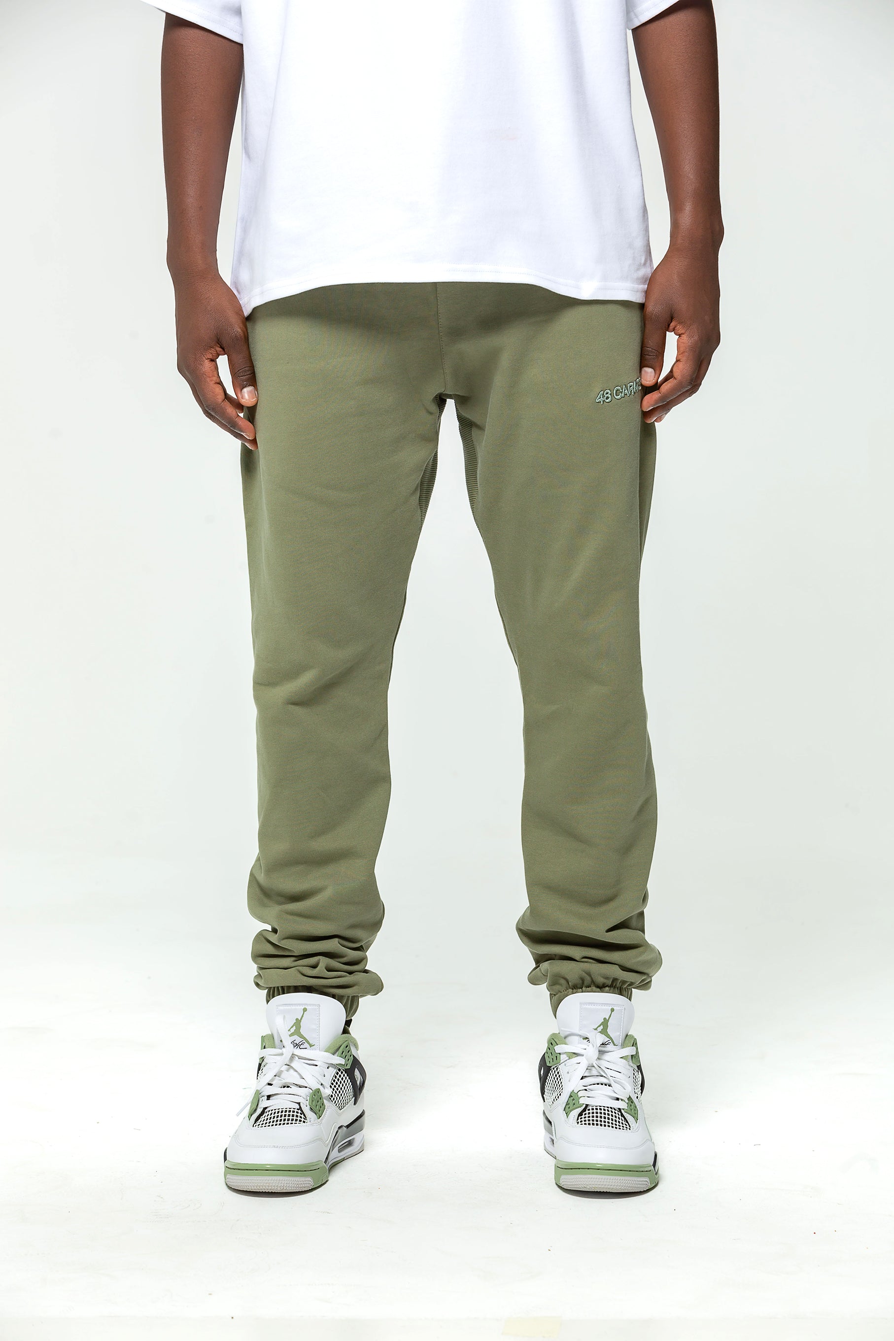 Green Embroidered Logo Jogging Bottoms
