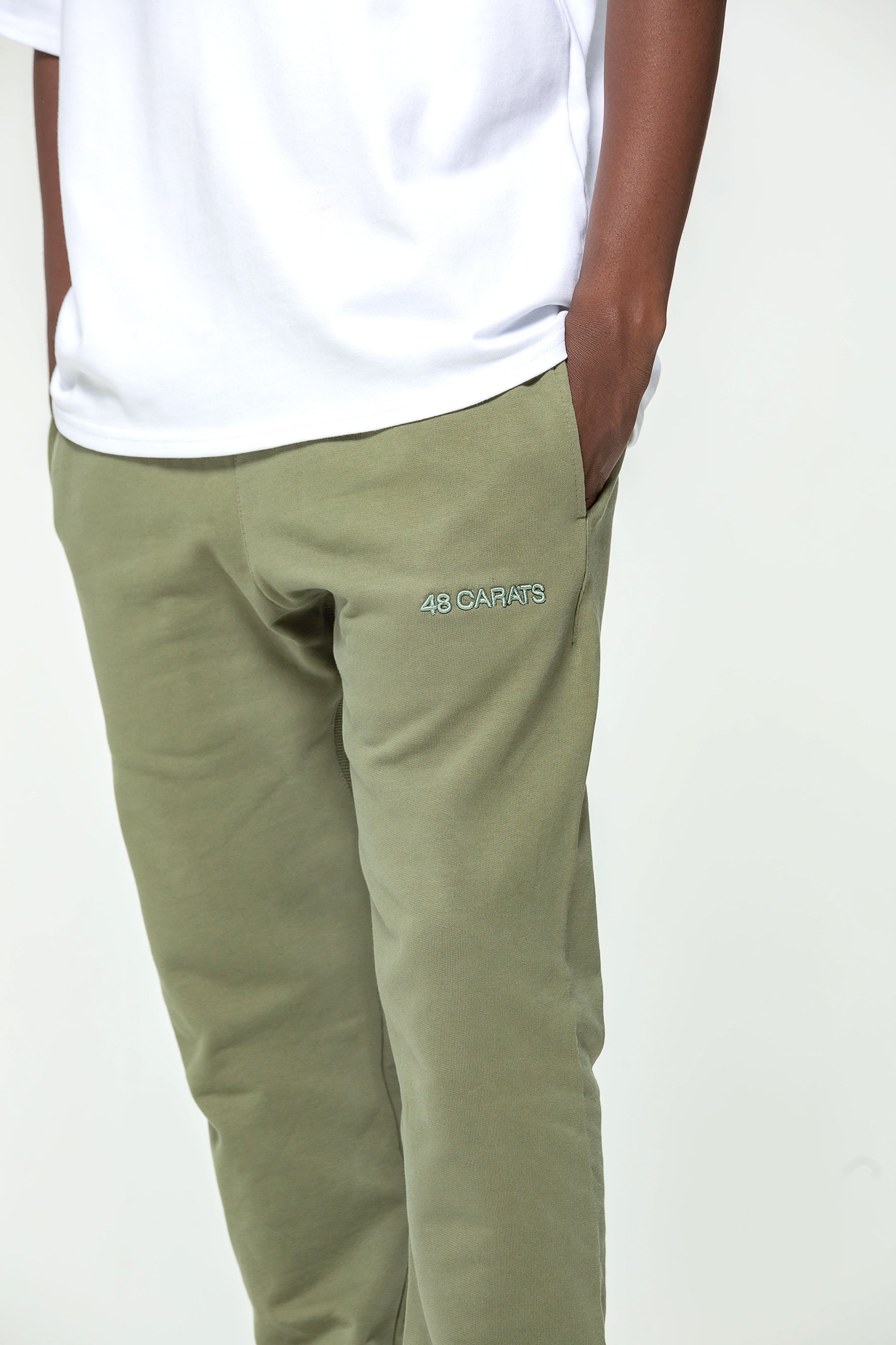 Green Embroidered Logo Jogging Bottoms