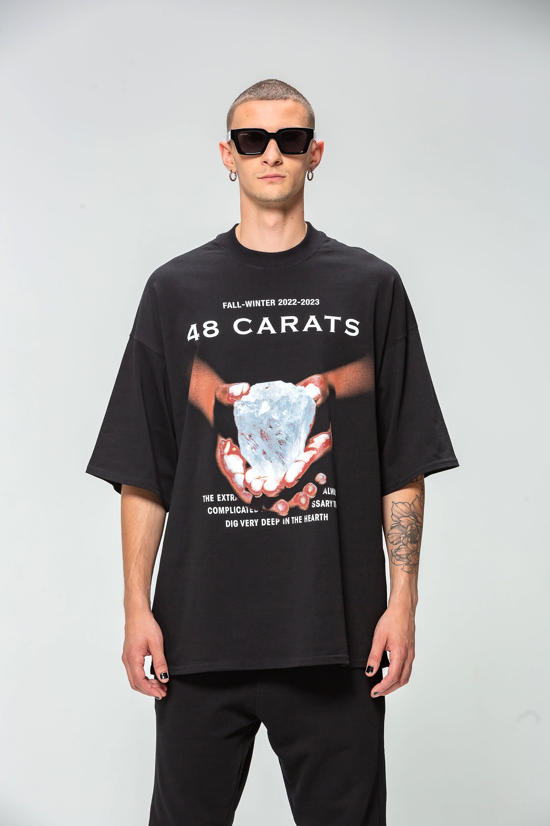 Pure Diamond 48 Carats Black Oversized T-Shirt