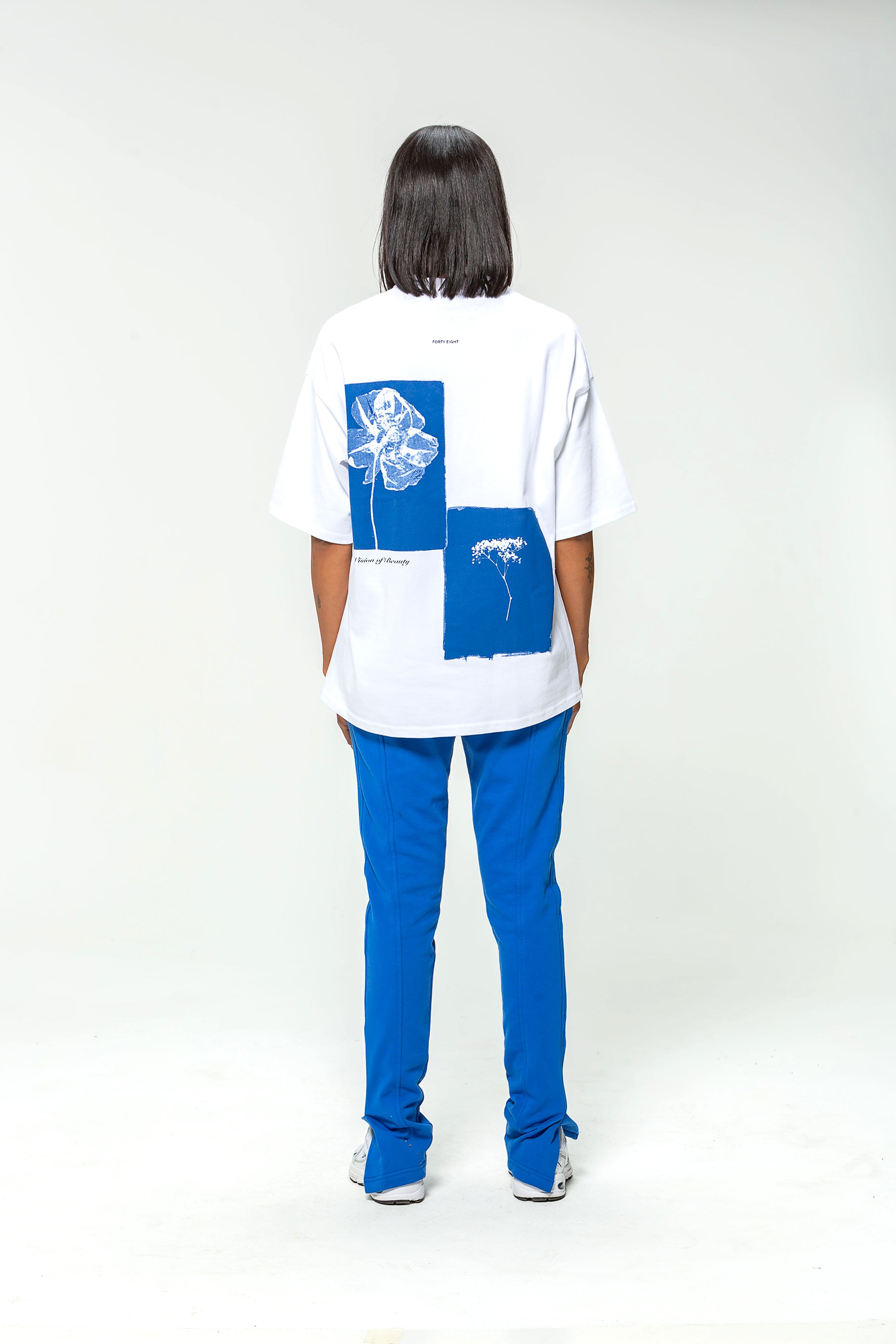 T-shirt blanc Blue Flower