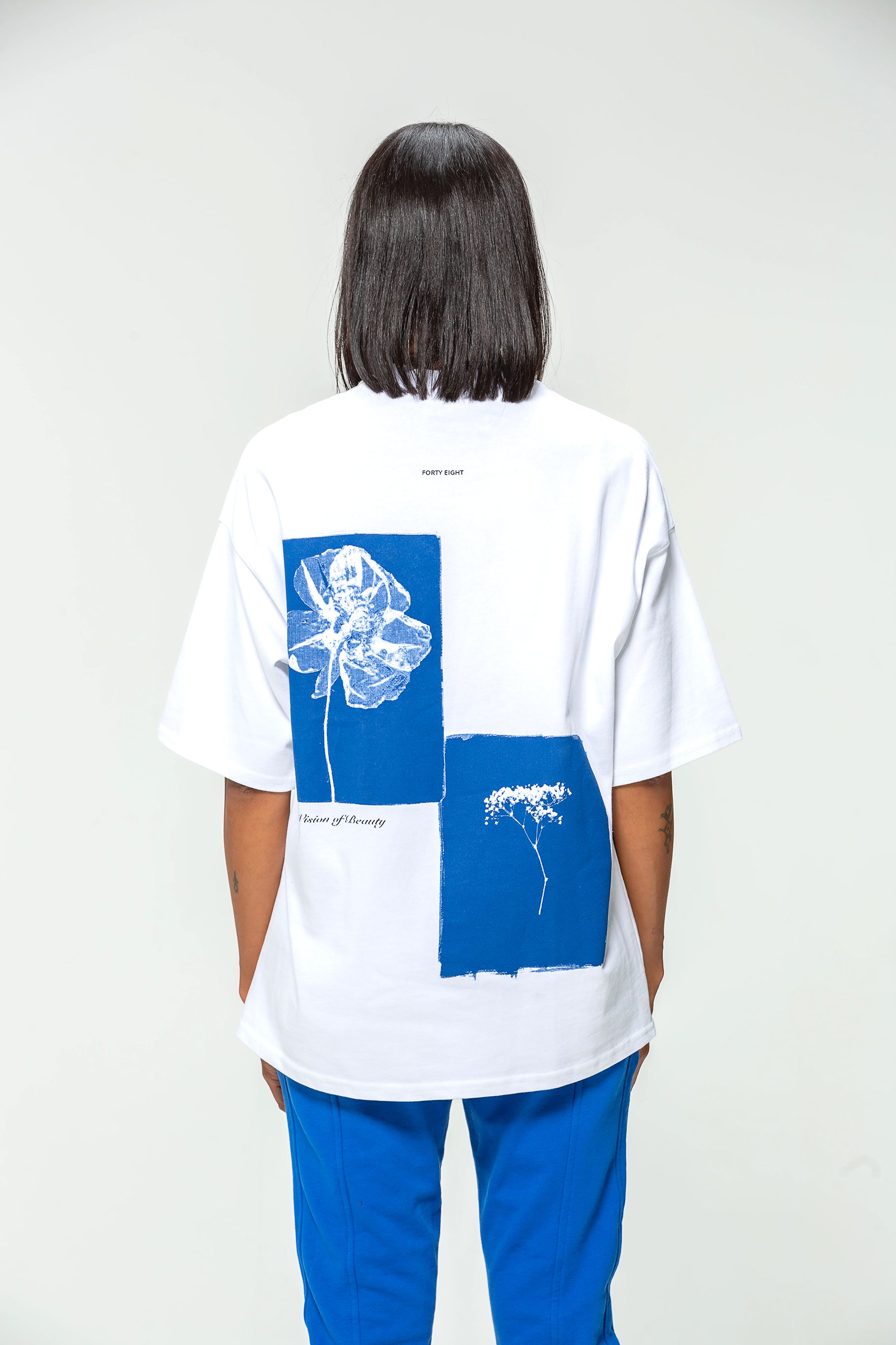 48 Carats Black Blue Flower Oversize T-shirt
